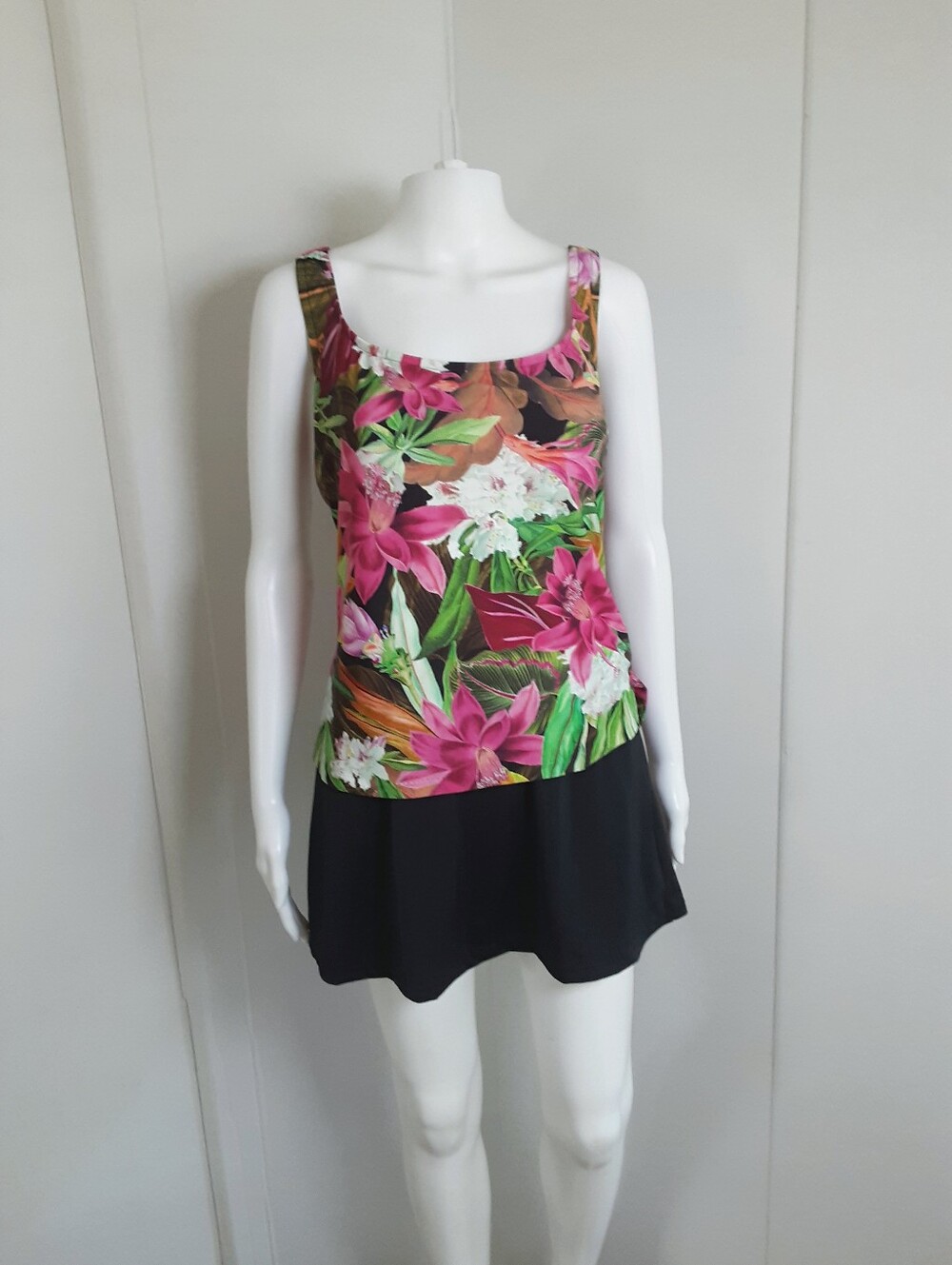 MAXINE of Hollywood Scoop Neck Faux Tankini Swimdress Sz 12